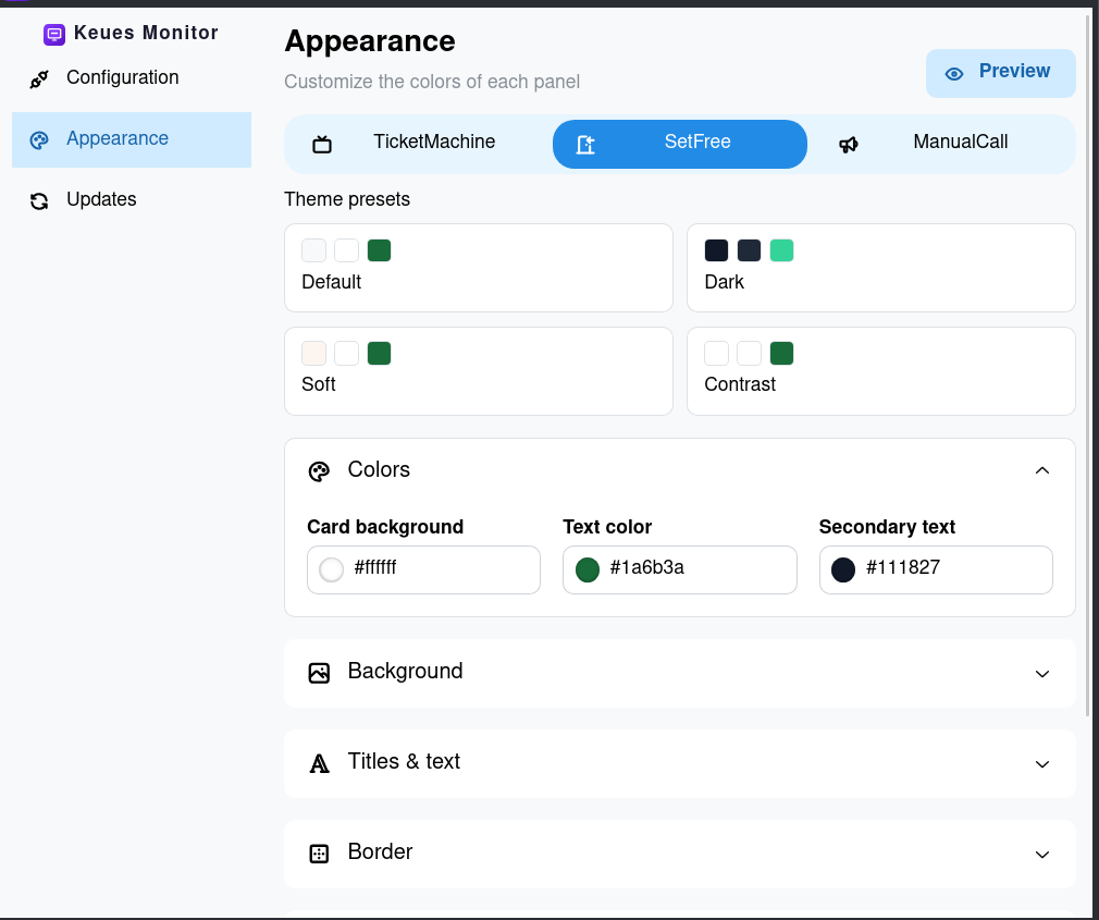 Opciones de personalización del monitor